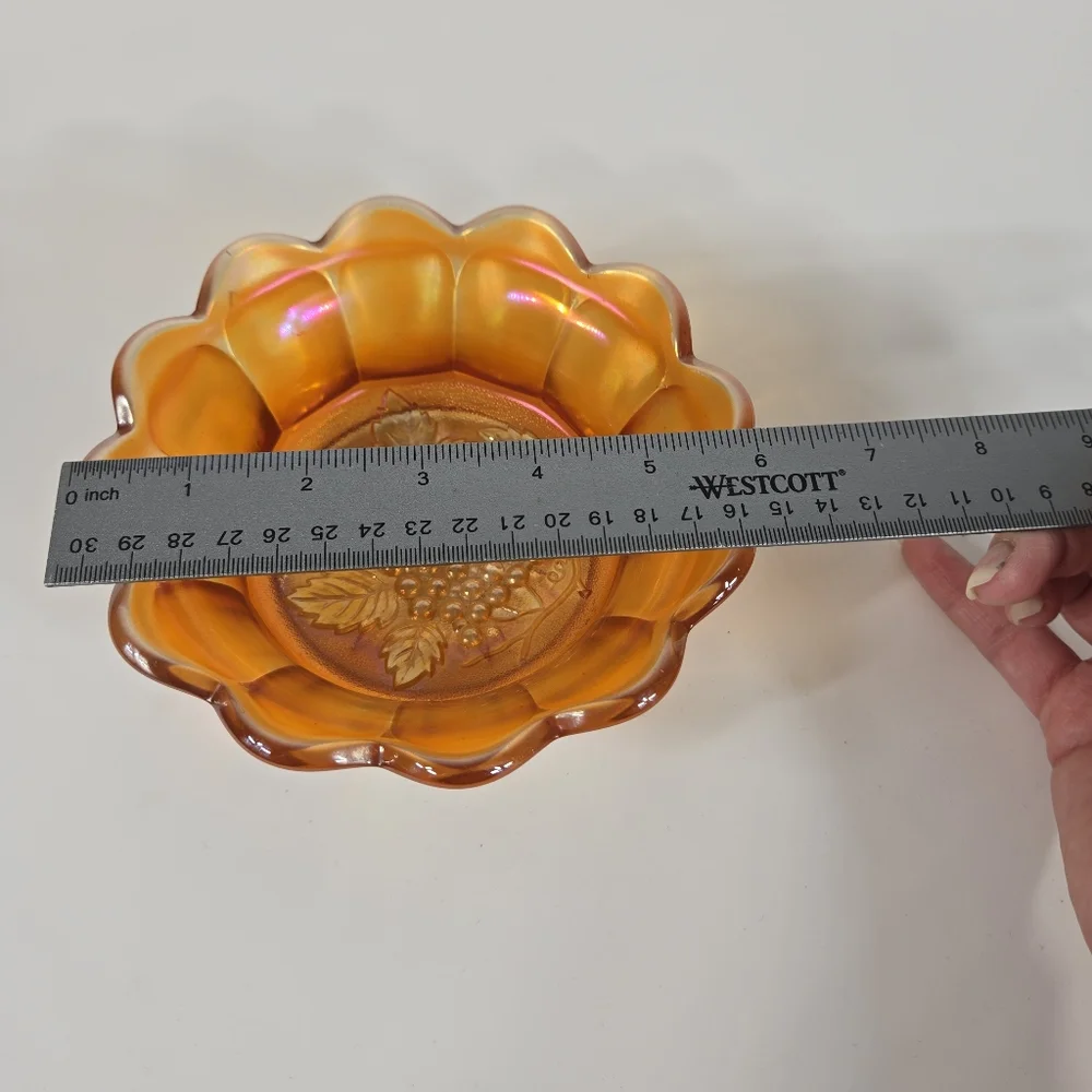 Antique Imperial Heavy Grape Marigold Carnival Glass Bowl Antique Catchall Dish‎